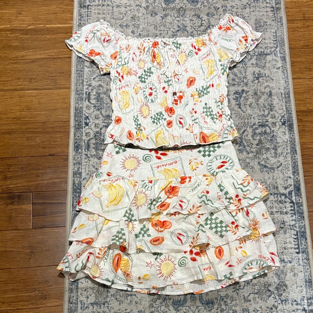 White Floral Tiered Ruffle Skirt - Summer Print